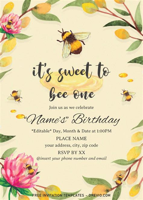 Free Bee Invitation Template